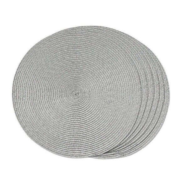 Round Braided Placemats Set of 6 Table Mats Dining Woven Modern Farmhouse Gray - Picture 1 of 7